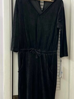Calvin Klein Black Velvet Long-Sleeve jumpsuit
